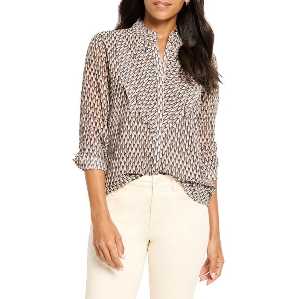 Nic+Zoe Womens Abstract Dot Falling Chiffon Top